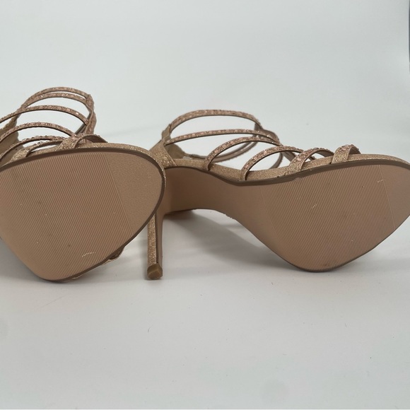 2FOR$20 Sparkly Y2K Gold / Rose Gold Open Toe Bedazzled Stilettos / Party Heels - Picture 9 of 16